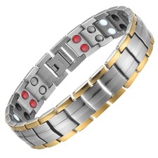 Argento Oro Puro 100% Titanio Braccialetto Magnetico 4in1 Bio Dolore da Artrite