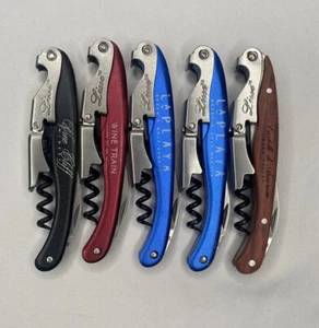 Set 5 Mixed Metal Wood Lisse Waiters Corkscrew Bottle Opener Foil Cutter Winery - Picture 1 of 3