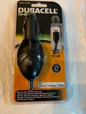 Duracell Car Charger w/ 6' Apple Lightning Cable - Model DU5264 - Image 1 of 4