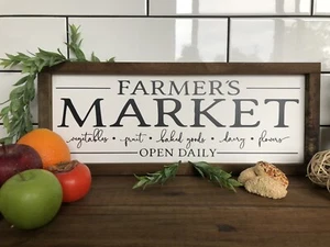 Farmers Market Rustic Kitchen Family Wooden Sign plaque Country,Home decor - Picture 1 of 1
