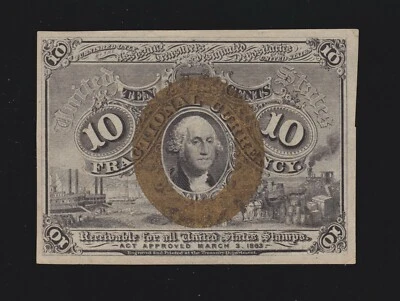 US 10c Fractional Currency Note 1st Issue w/o Surcharge FR 1244 V Ch CU (020) - Image 1 of 2