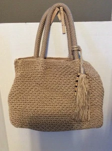 Borsetta borsetta borsetta beige tessuto relatività nappa perline nuova - Foto 1 di 5
