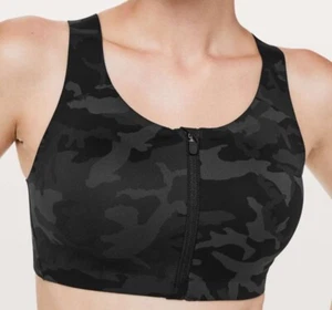NWT Lululemon Enlite Bra Front Zip Icognito Camo Multi Grey 38C MSRP $108 - Picture 1 of 5