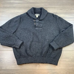 Duluth Trading High-Neck Infantry Sweater Men’s XL Gray Two Button Rib Knit - Picture 1 of 14