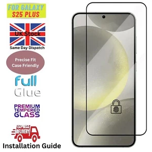 Samsung S25 Plus Full Glue Displayschutzfolie Hartglas Fingerabdruck Entsperren - Bild 1 von 4