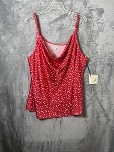 🆕Ava & Viv Damen Tank Top U-Ausschnitt Tank verstellbare Träger rot gepunktet 3X - Bild 1 von 6