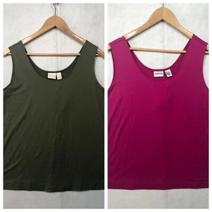 Chico's Microfiber Contemporary Tank Top Lot Green & Pink Women's Size 3 XL 16 - Picture 1 of 15