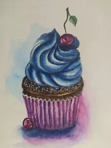 Original watercolor painting The Cake Food Format A 5 - Picture 1 of 4