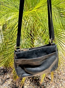 Tignanello Bolso de Hombro de Cuero Negro Cartera Herrajes Dorados Cremalleras Dobles - Imagen 1 de 14