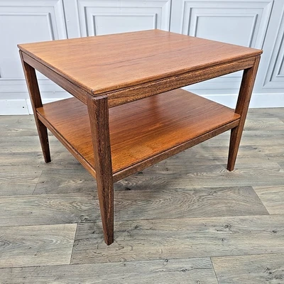 Retro Vintage Mid Century Two Tier Side  Coffee Table – Teak Veneer – Wooden MCM - Image 1 of 4