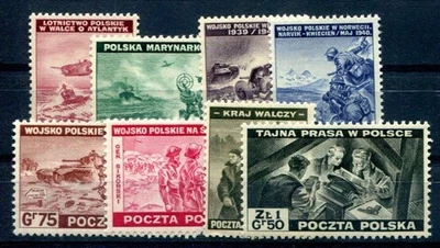 POLAND 1943 368-375 ** MNH FLAWLESS SET WAR IMAGES (49772 - Image 1 of 2