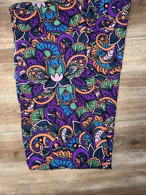 Lularoe TC Tall Curvy Leggings Purple Paisley Damask 12-18 Crown Floral 12-18 🦄 - Image 1 of 4