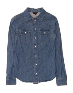 MASSIMO DUTTI Womens Denim Shirt UK 10 Small Blue Cotton DJ32 - Picture 1 of 3