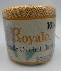 J & P Coats Royale Crochet Thread Metallic Gold Size 10 100 yds 6 Available NEW - Picture 1 of 4