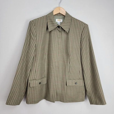Blazer de lana a cuadros vintage de Talbots años 90 verde sarga para mujer talla 16 P Foto 1 de 4