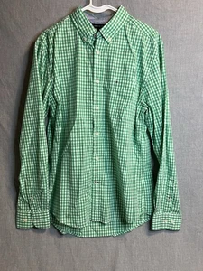 Tommy Hilfiger Shirt Mens Large Green White Check Button Up Long Sleeve Pocket - Picture 1 of 7