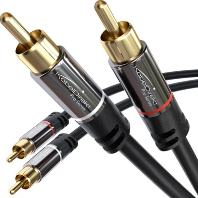 3ft RCA/Phono Stereo Audio Cable, 2x2 Plugs, Coaxial for Subwoofer/Amp/Home Cine - Image 1 of 4