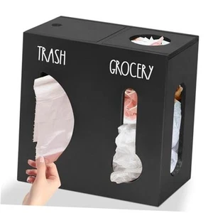 2 in 1 Grocery Bag Holder Trash Bag Dispenser, Wood Trash Bag Holder, Garbage - Picture 1 of 8