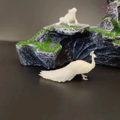 Conjunto de mesa de areia 2 peças miniatura escala pavão animais zoológico paisagem sem cor - Imagem 1 de 4
