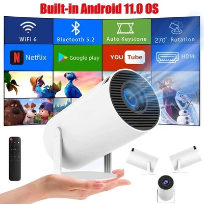 4K UHD Mini LED Projector 10000 Lumen WiFi Bluetooth Portable 1080P Home Theater - Image 1 of 4