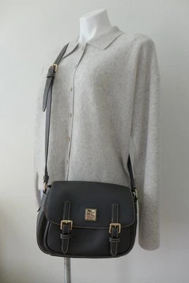 Vintage DOONEY & BOURKE Black Leather  Buckle Flap Crossbody Bag Purse Saffiano - Image 1 of 4