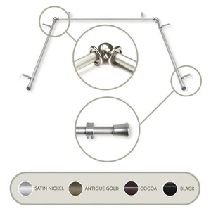 38 in. - 72 in. Bay Window Single Curtain Rod in Satin Nickel with Finial - Picture 1 of 2