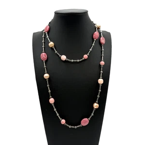 Carolyn Pollack 925 Sterling Silver 35" Necklace Southwest Rhodochrosite Pearl - Picture 1 of 9