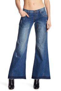 $140 One Teaspoon Westenders Distressed & Raw Hem Jeans BLEU CULT Size 24 NWT 
