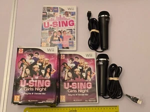 U-SING + GIRL NIGHT KARAOKE NINTENDO WII GAMES + 2 x USB LOGITECH MIC MICROPHONE - Picture 1 of 2