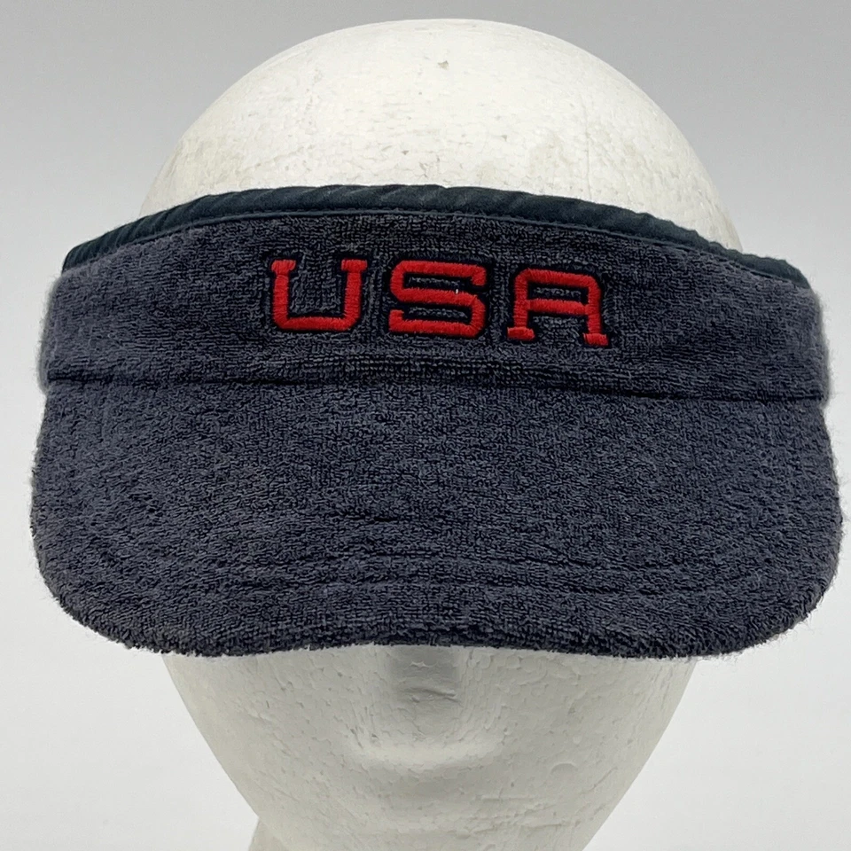 Винтажный США старый темно-синий козырек - синий хлопок защиты от солнца спортивная шляпа - один размер - Изображение 1 из 4