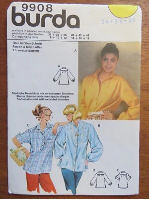 Burda 9808 Sewing pattern Ladies Pullover Loose Blouse Tops Cut size 8-12 - Image 1 of 4