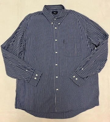 Vintage Y2K Structure Blue Plaid L/S Button Down Shirt Cotton Mens Sz XL EUC! - Image 1 of 4