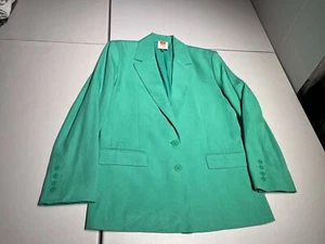 Farm Rio Blazer Women's XS Straight Two Button Oversize Style Green Lyocell Coat - Picture 1 of 11