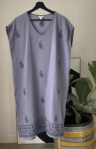 Womens J. JILL Pure Jill Embroidered V Neck Midi Dress Dark Blue Shadow M Petite - Picture 1 of 3