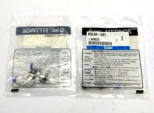 Lot of 4 SMC KSL04-U01 Pneumatic Rotary Fittings, 4mm Tube, 360°, 1MPa, 1/8"NPT - Picture 1 of 5