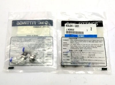 Lot of 4 SMC KSL04-U01 Pneumatic Rotary Fittings, 4mm Tube, 360°, 1MPa, 1/8"NPT - Image 1 of 4