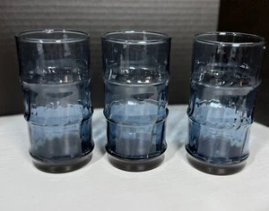 3 Libbey BAMBOO BASH Blue Optic 5.25" Drink Glass Juice Glass Tiki Tumbler - Picture 1 of 4