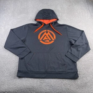 North Face Hoodie Mens 2XL XXL Grey Orange Mountain Logo Pullover Sweatshirt - Picture 1 of 10