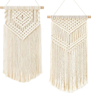 2Pc Macrame Wall Hanging Tapestry for Boho Decor, Nursery, Party - Picture 1 of 12