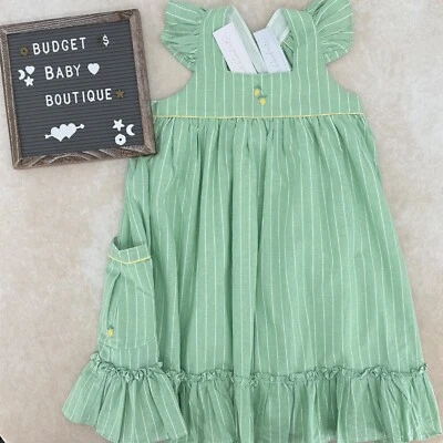 NWT WELL DRESSED WOLF Green Stripe Lemon Aunt Heart Dress Size 12 - Image 1 of 3