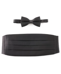 Michelsons of London Set cravatta con fiocco e cummerbund NERI da uomo, O/S - Foto 1 di 1