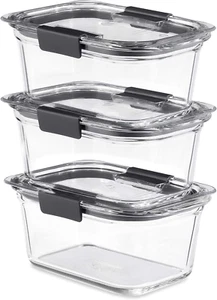 Contenedores de almacenamiento de alimentos de vidrio Rubbermaid Brilliance, 4,7 tazas, juego de 3, sin Bpa - Imagen 1 de 12