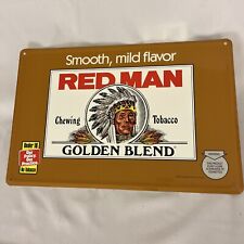 RED MAN Chewing Tobacco Tin Metal Sign VINTAGE Man Cave 1996 Golden Blend