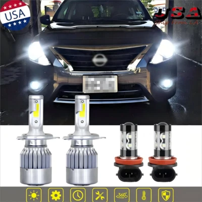 4X Bombillas antiniebla LED blancas de haz alto/bajo para Nissan Versa 2007-2019 Foto 1 de 4