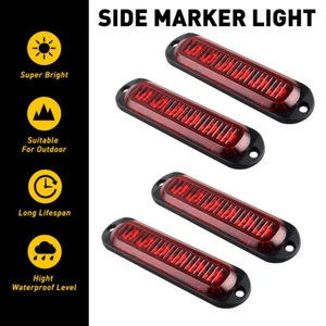 4pcs 6-LED Side Marker Red Lights Clearance Light Truck Trailer RV Waterproof US - Picture 1 of 12