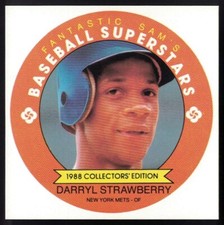 1988 Fantastic Sam's Baseball Superstars Disc Uncut Square #17 Darryl Strawberry