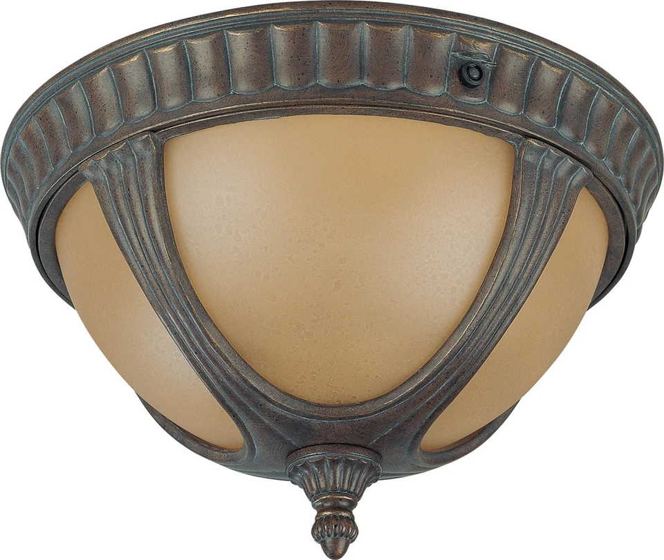 Nuvo Beaumont 2 Light Fruitwood Outdoor Flush Mount Ceiling - Image 1 of 1