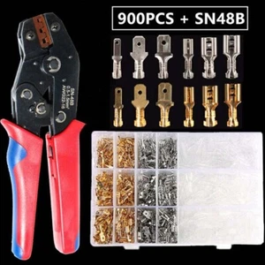 900x Assorted Male Female Spade Electrical Wire Connectors Crimp Terminals Kit - Picture 1 of 18