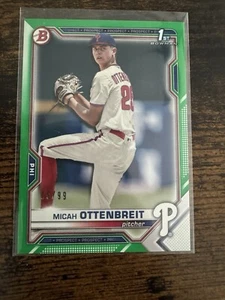 Micah Ottenbreit 2021 Bowman Draft Green Paper /99 Phillies - Picture 1 of 2