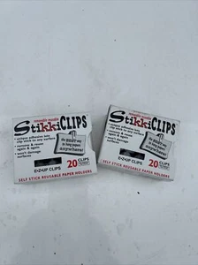 Menge 2 Schachteln StikkiClips 01220 weiß klebrig Kunststoff selbstklebend Rückenclip 20/Box - Bild 1 von 5